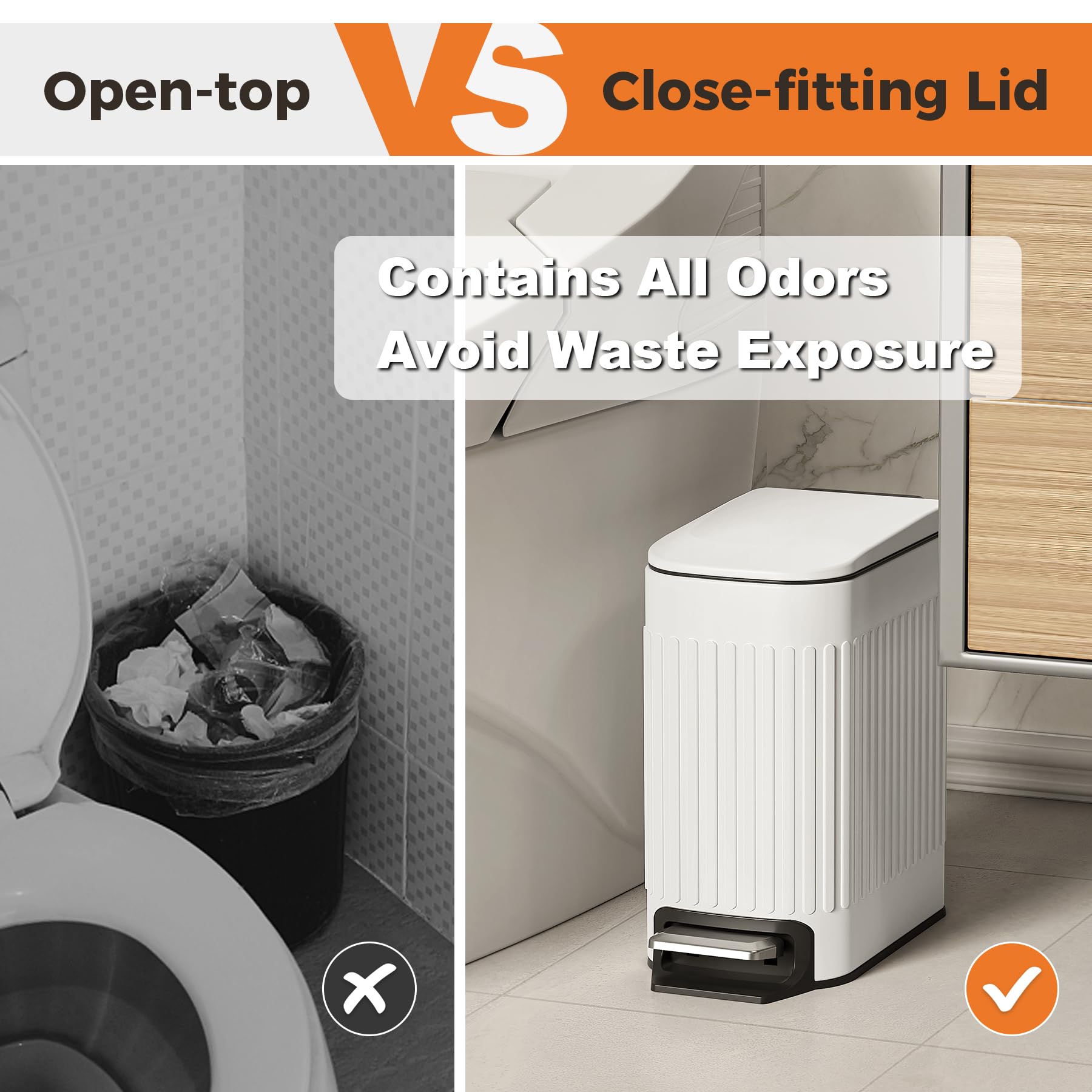 TrashAid odor containment with the closed lid helps minimize smells