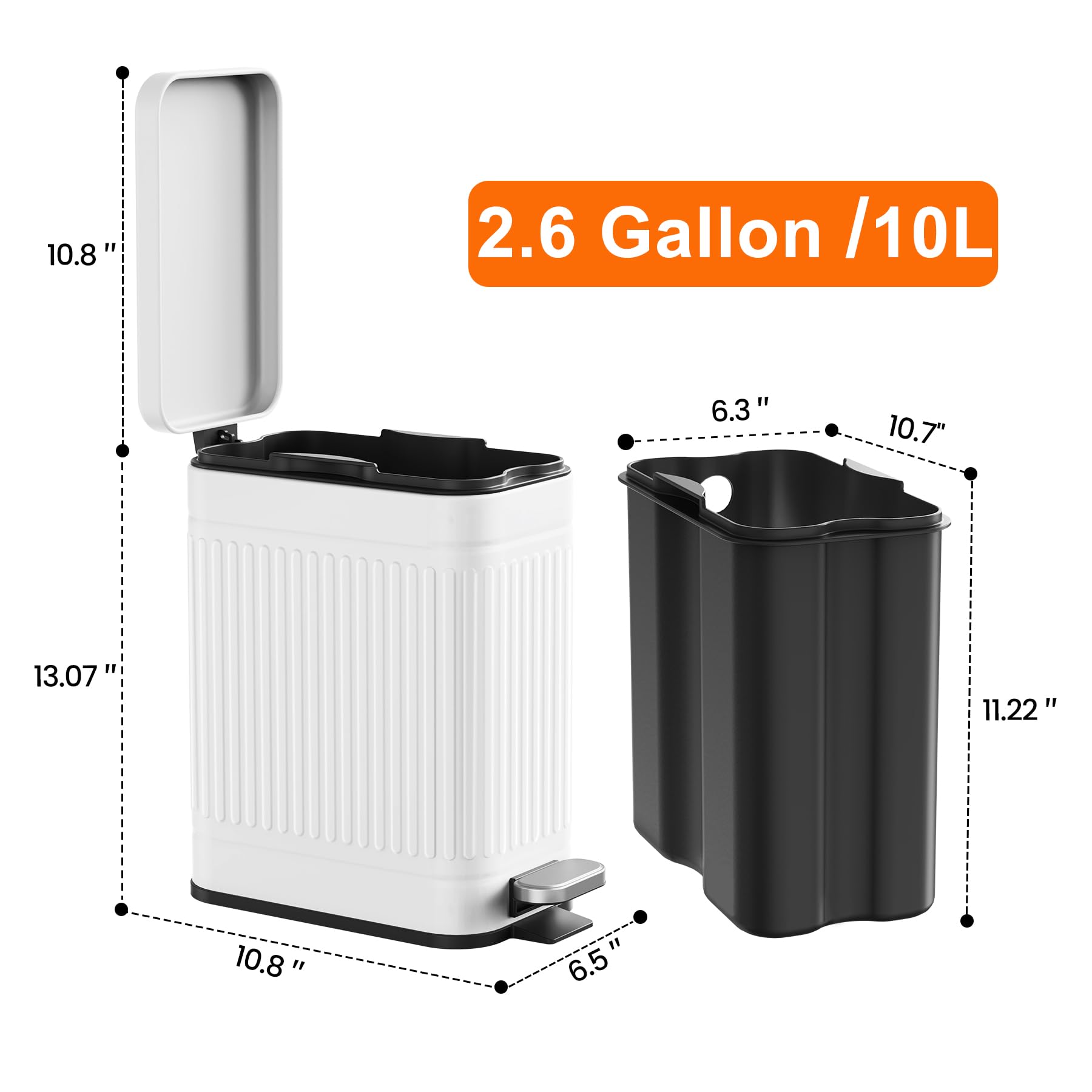 Lid blocks odors when closed for a fresher home environment.