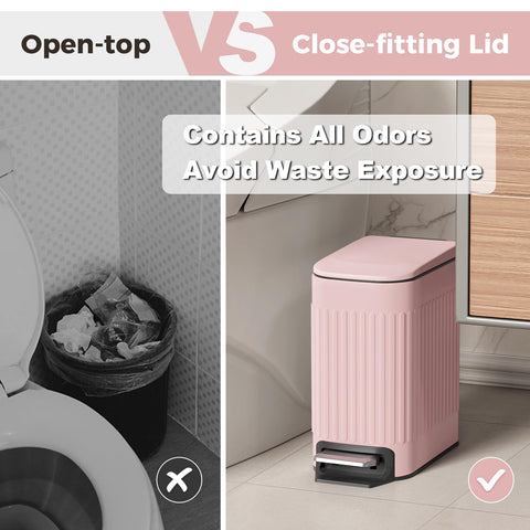 TrashAid pink trash can embossed design adds decorative appeal.