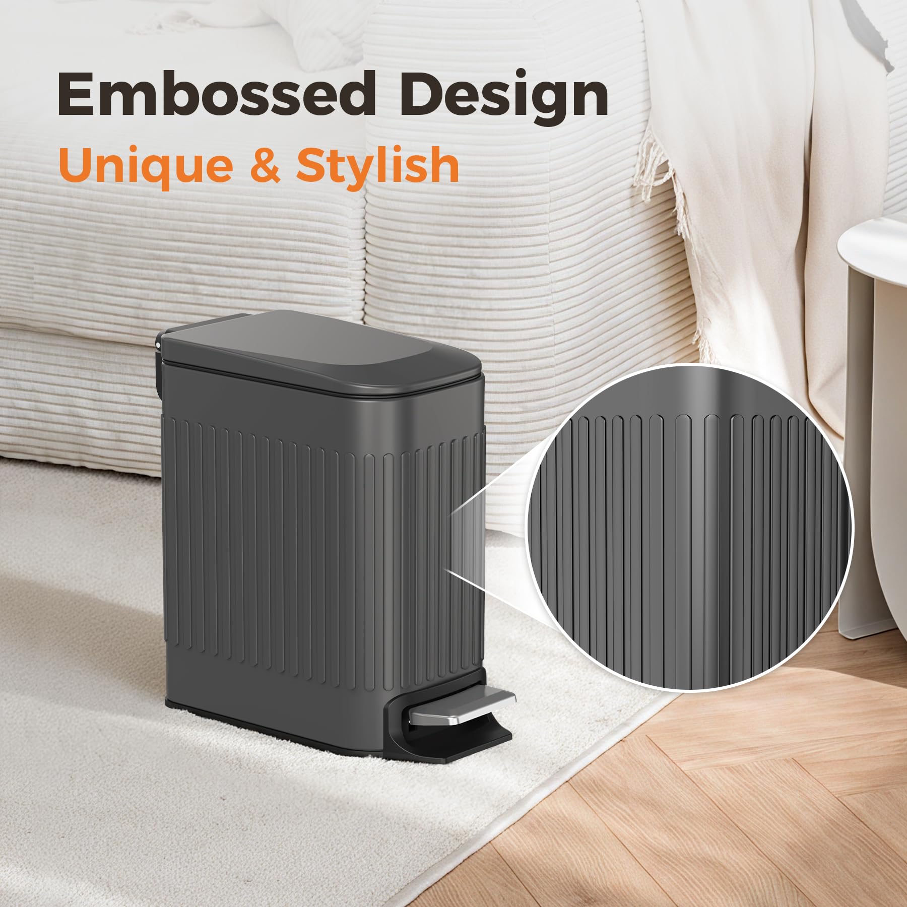 TrashAid soft close lid for quiet, smooth operation in busy areas.
