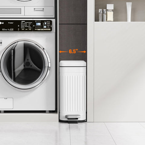 Compact TrashAid small trash can fits tight spaces in bathrooms and bedrooms.