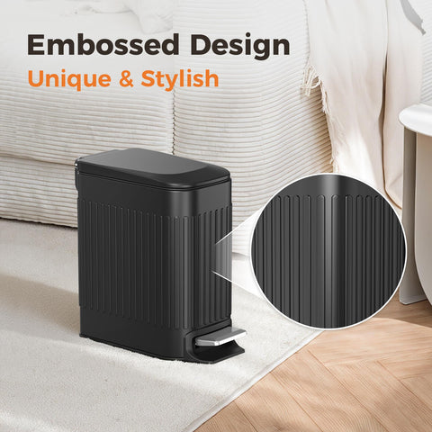 Stainless steel embossed finish on TrashAid enhances durability and style.