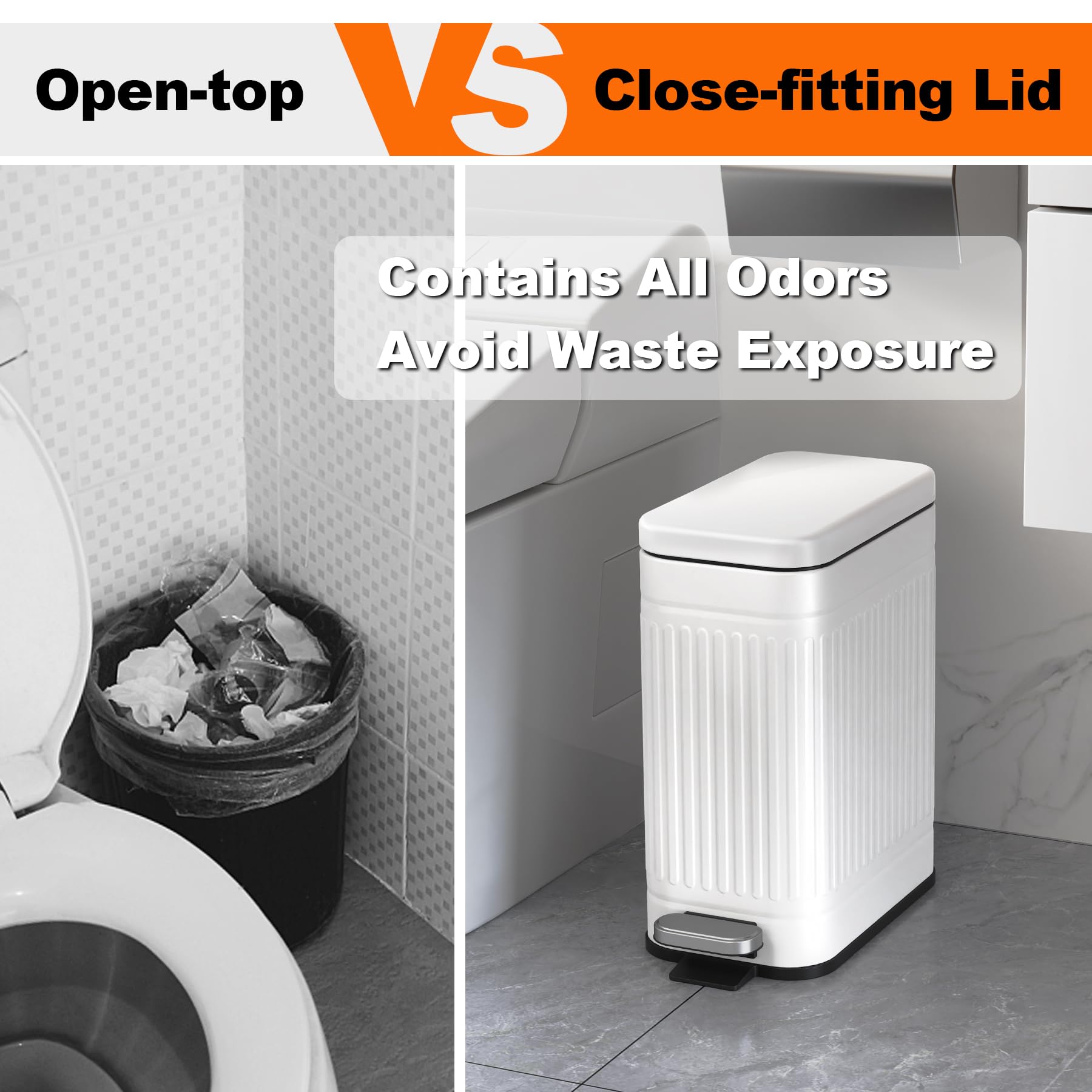TrashAid can with built-in handle makes disposal easy.
