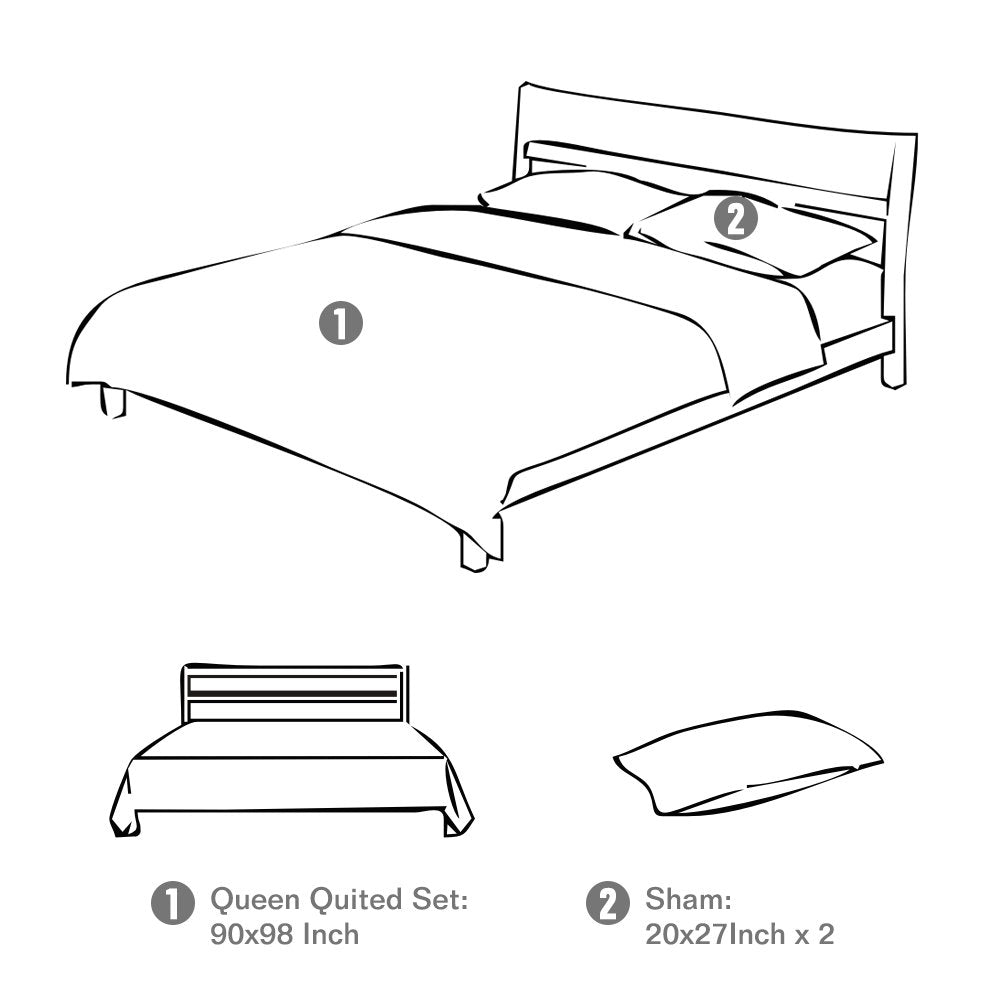 Travan queen-bed-bedding-90x98 fits standard queen beds.