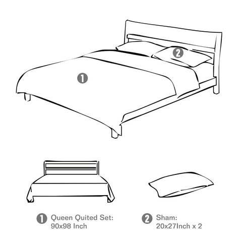 Travan queen-bed-bedding-90x98 fits standard queen beds.