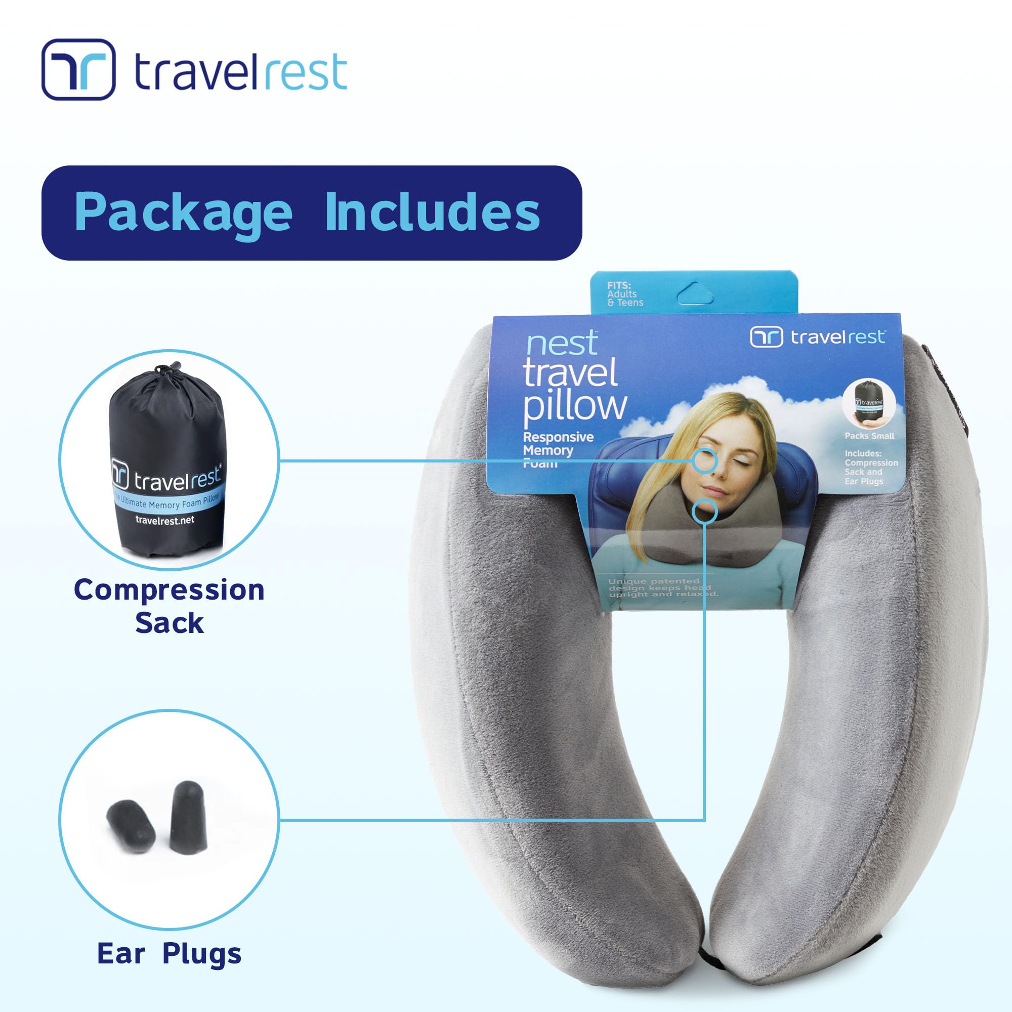 TRAVELREST Nest Neck Support Pillow’s anti-slip back stays in place.