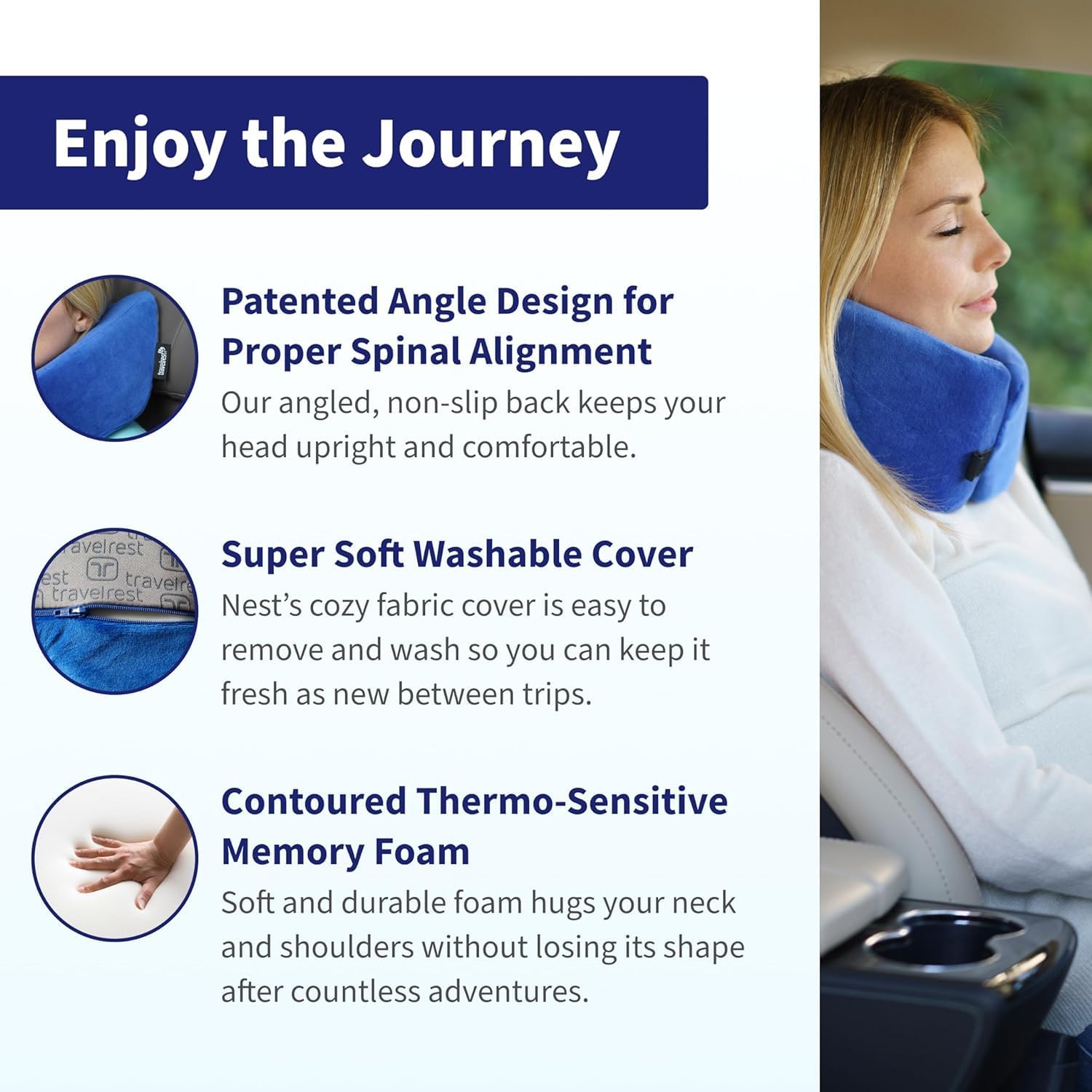 Travelrest Nest pillow attaches to luggage for easy access