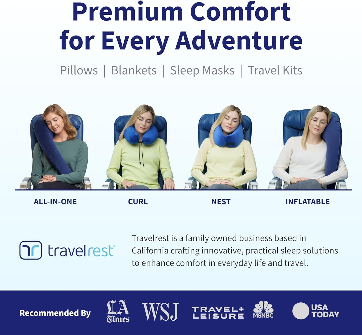 Travelrest Nest pillow features non-slip back for stable resting