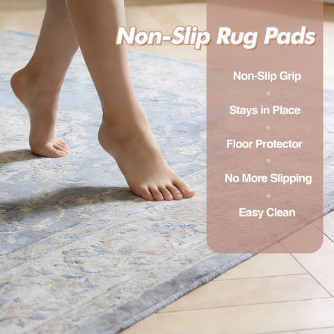Dark gray TravLand rug pad blends invisibly with decor