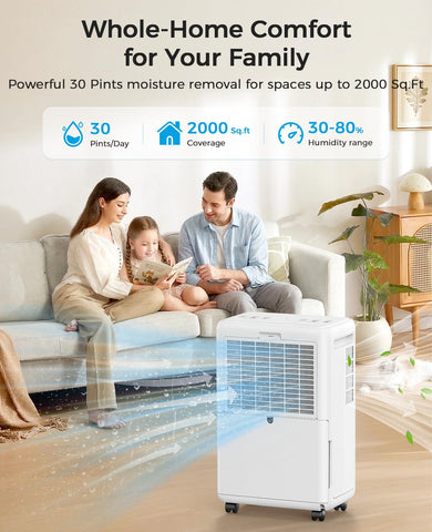 Trazico dehumidifier operates quietly at 35dB for undisturbed living spaces.