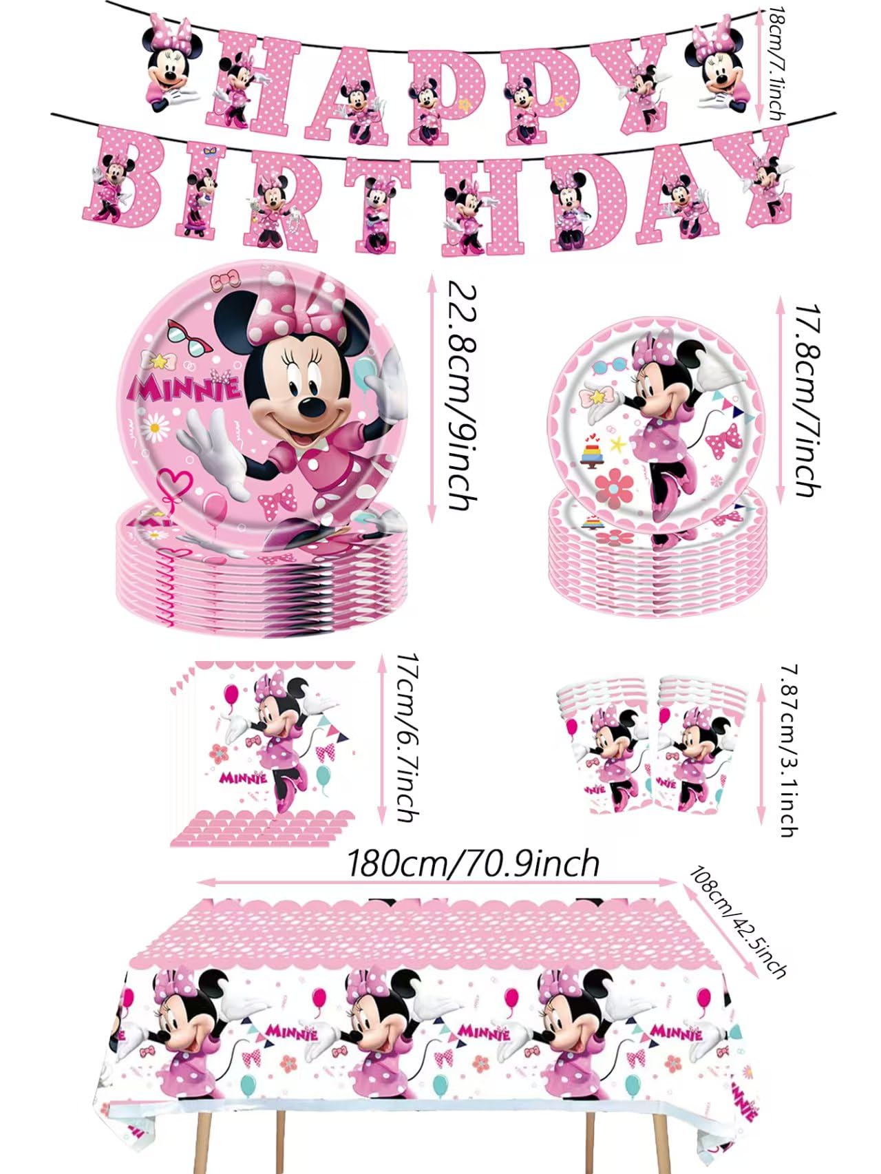 TREANY Minnie pink plates create a festive dining base.