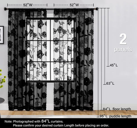 Treatmentex black lace curtains for living room ambiance