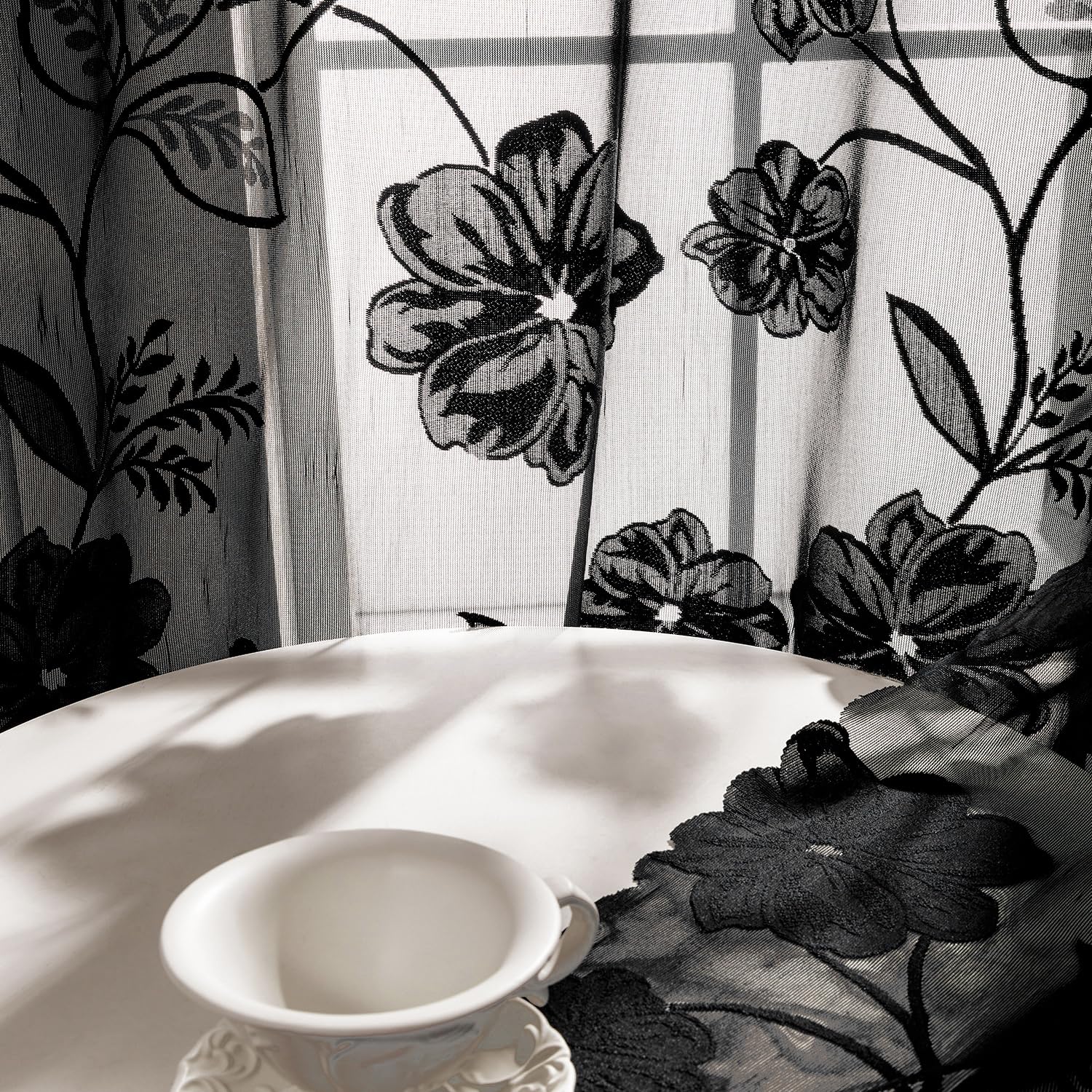 Treatmentex scalloped edge lace curtains add refined classic aesthetics
