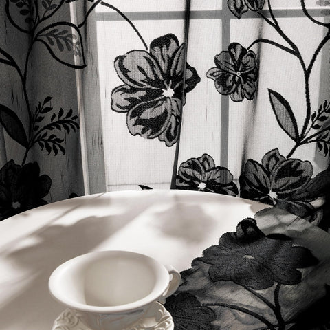 Treatmentex scalloped edge lace curtains add refined classic aesthetics