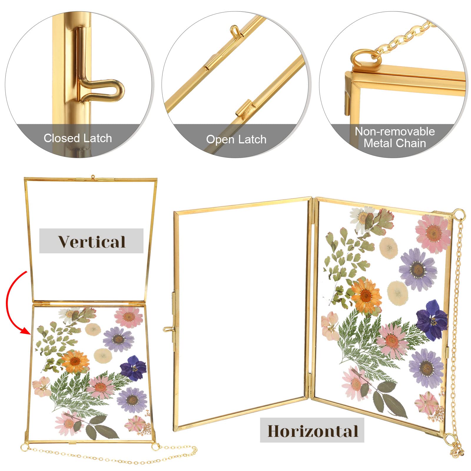 Treela double glass floating frame showcases memories and small artwork.