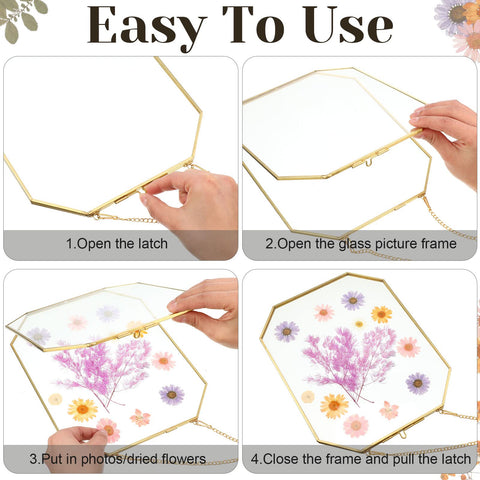 Treela hanging frame with metal chain highlights dried flowers in a stylish 4x6 portrait