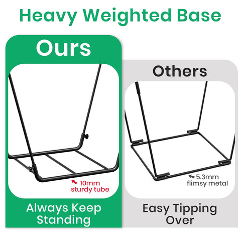 TreeLen Trash bag holder with large opening reduces spillage