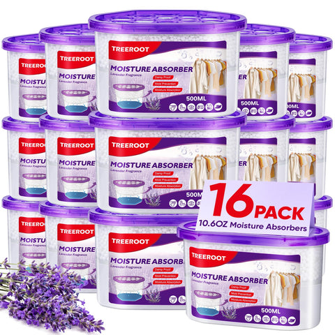 Treeroot 16-pack moisture absorbers bucket protects closets from humidity.