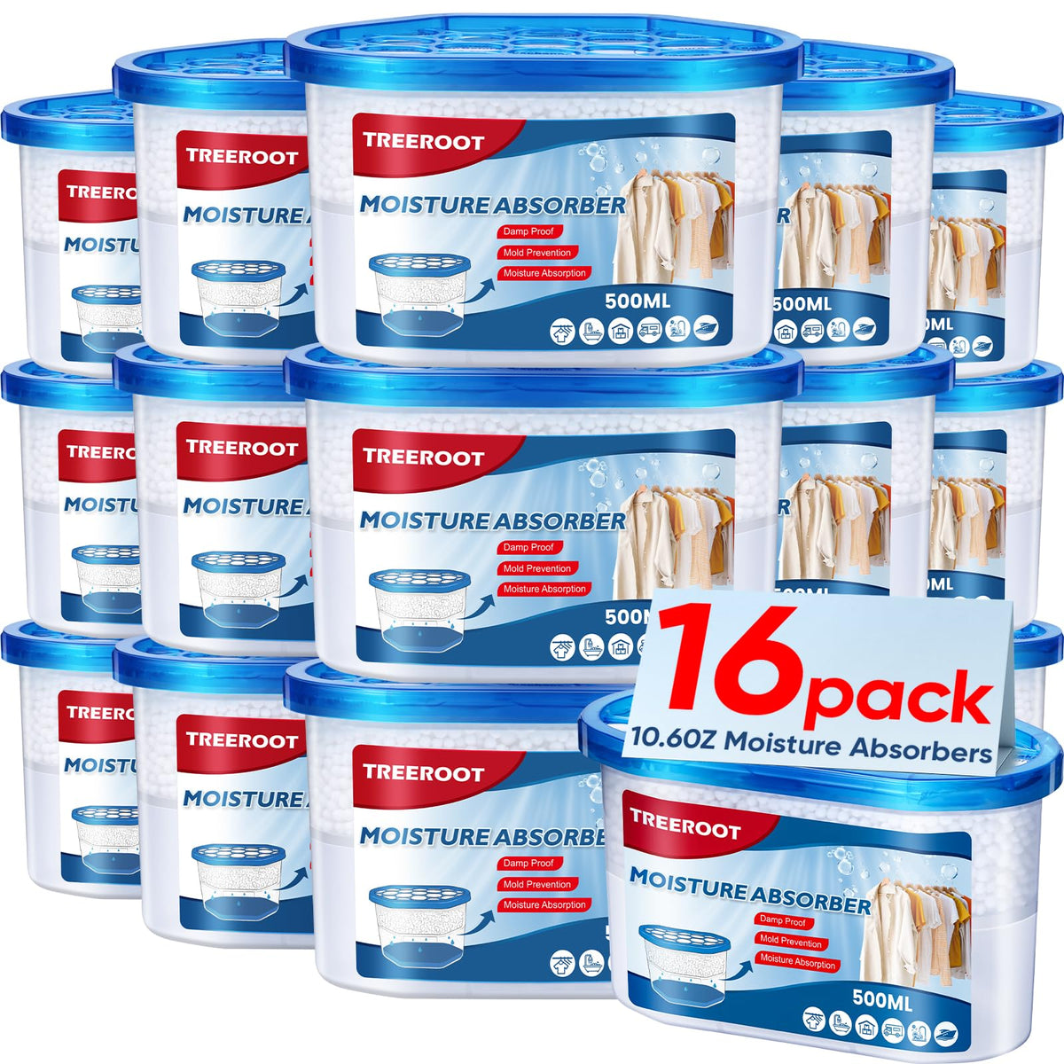 Treeroot 16-pack moisture absorbers with crystal beads for quick dryness