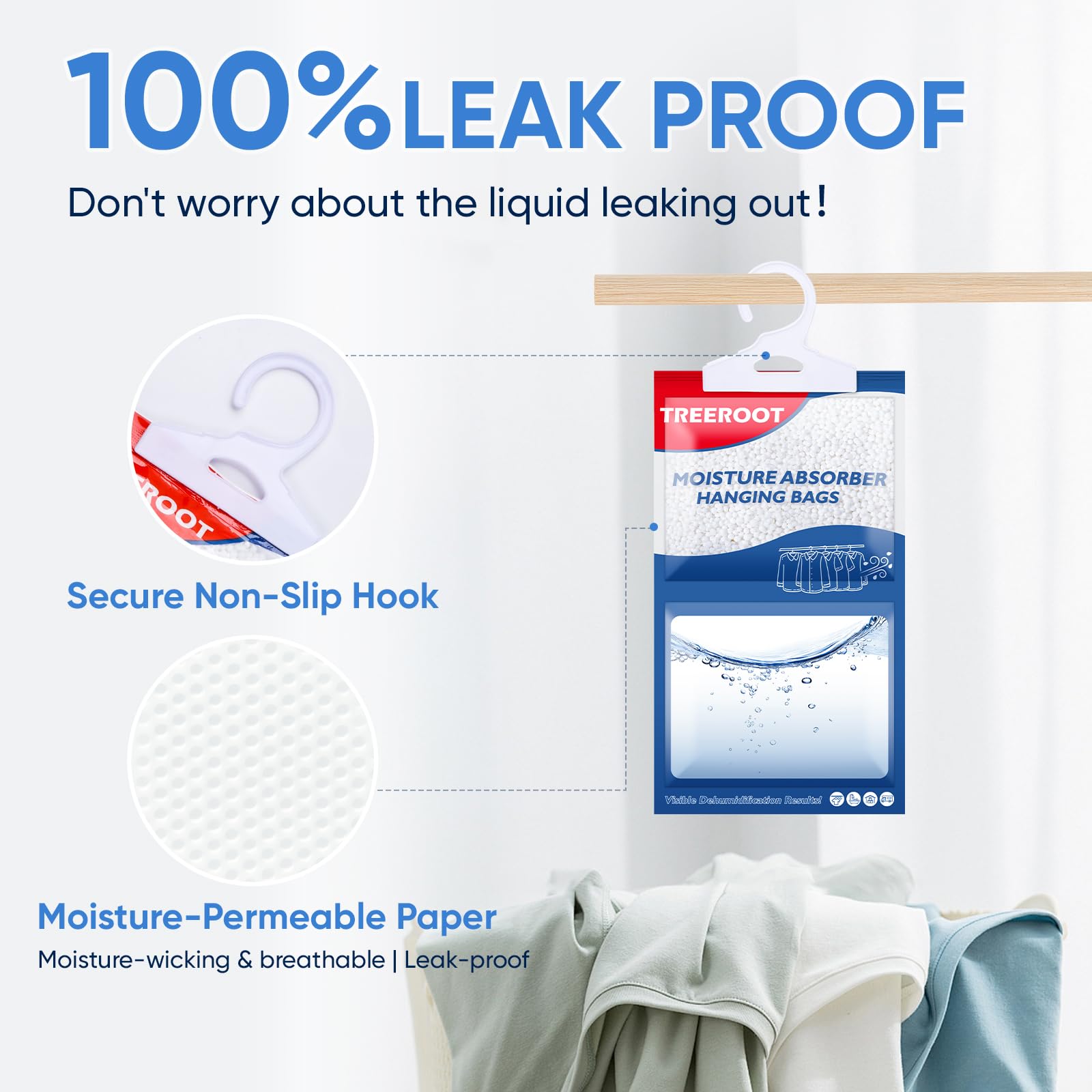 Safe, continuous humidity reduction for damp closets and basements.