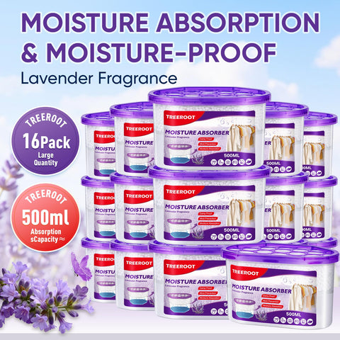 Treeroot lavender-scent moisture absorber in use keeps wardrobes fresh.
