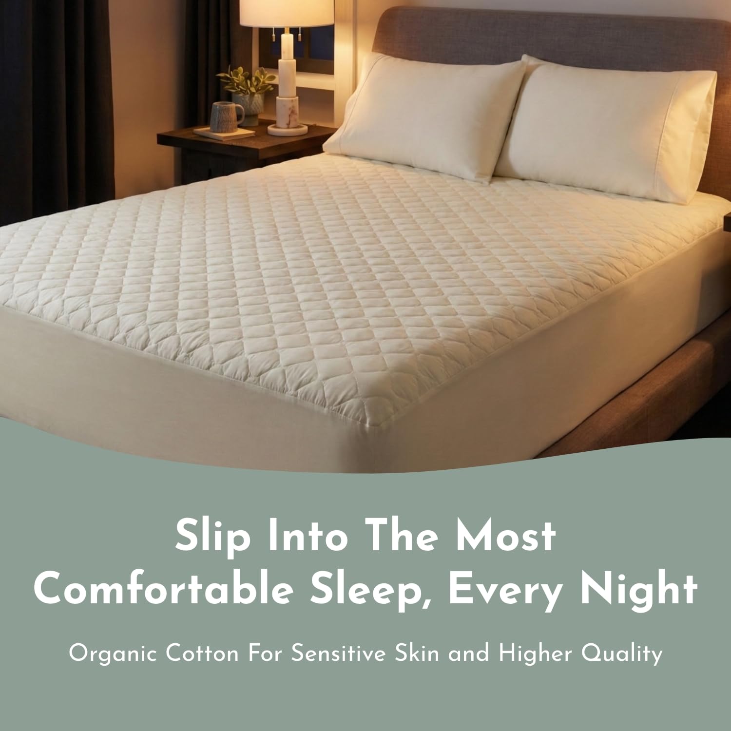Treescend machine-washable quilted protector for easy care