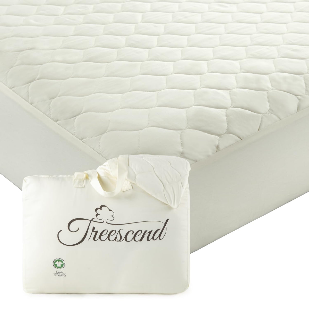 Treescend mattress protector ivory king top-layer keeps bed cool and clean