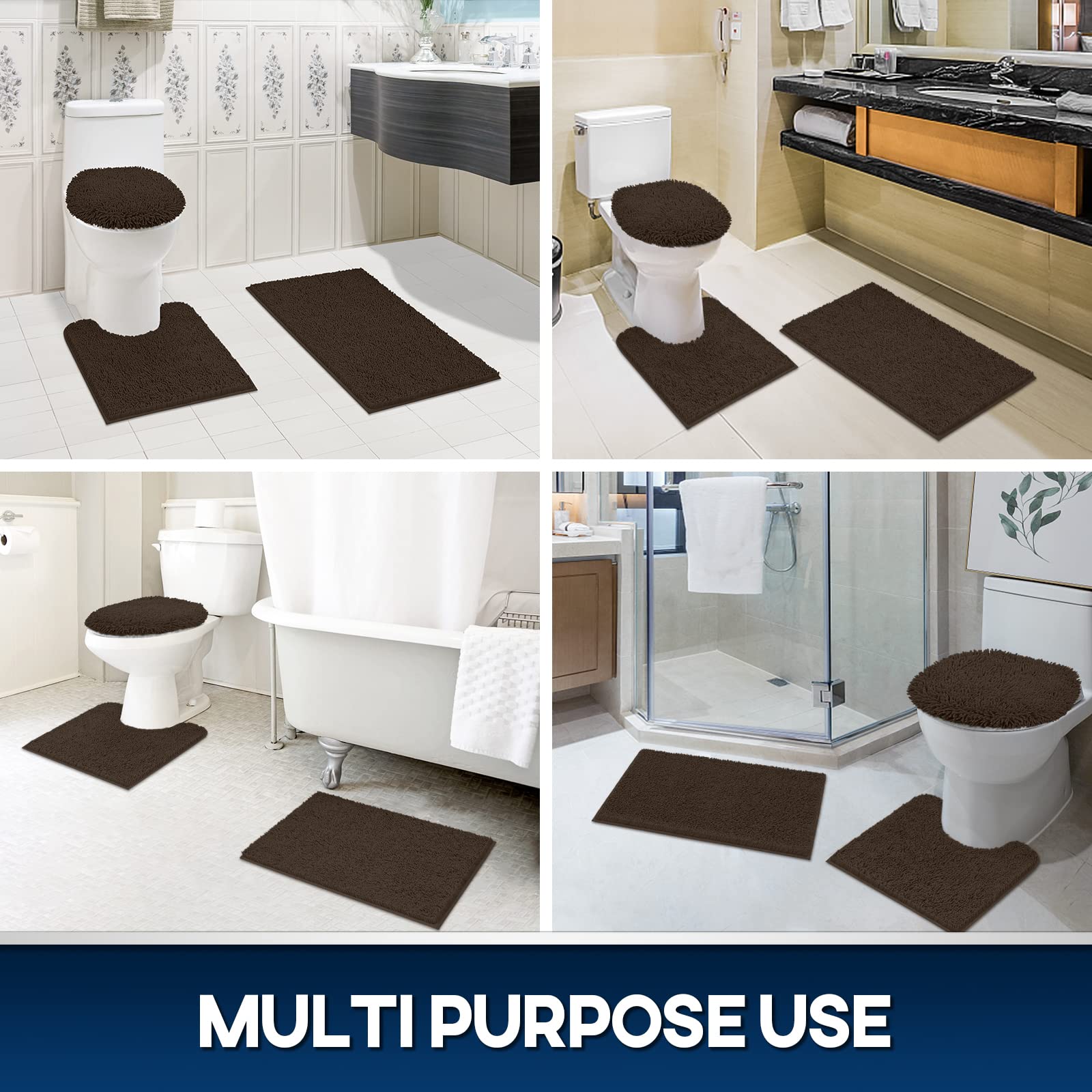 TREETONE 3-piece bath rug set ideal for tub, shower, and sink areas