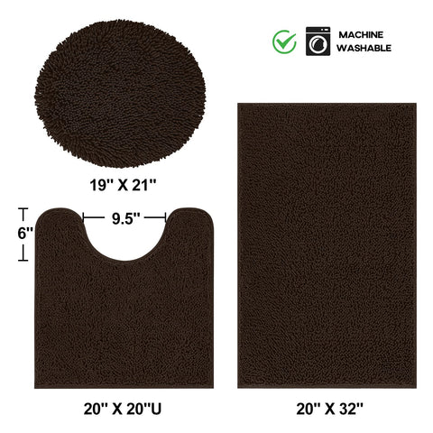 TREETONE chenille bath mat 20x20 U-shape contoured for toe warmth