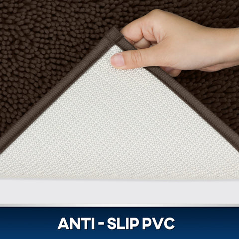 TREETONE non-slip PVC backing keeps mat secure on dry bathroom floors