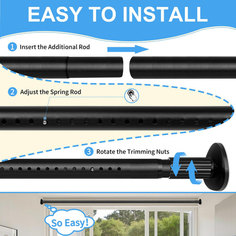Treije black curtain rod design complements modern decor.