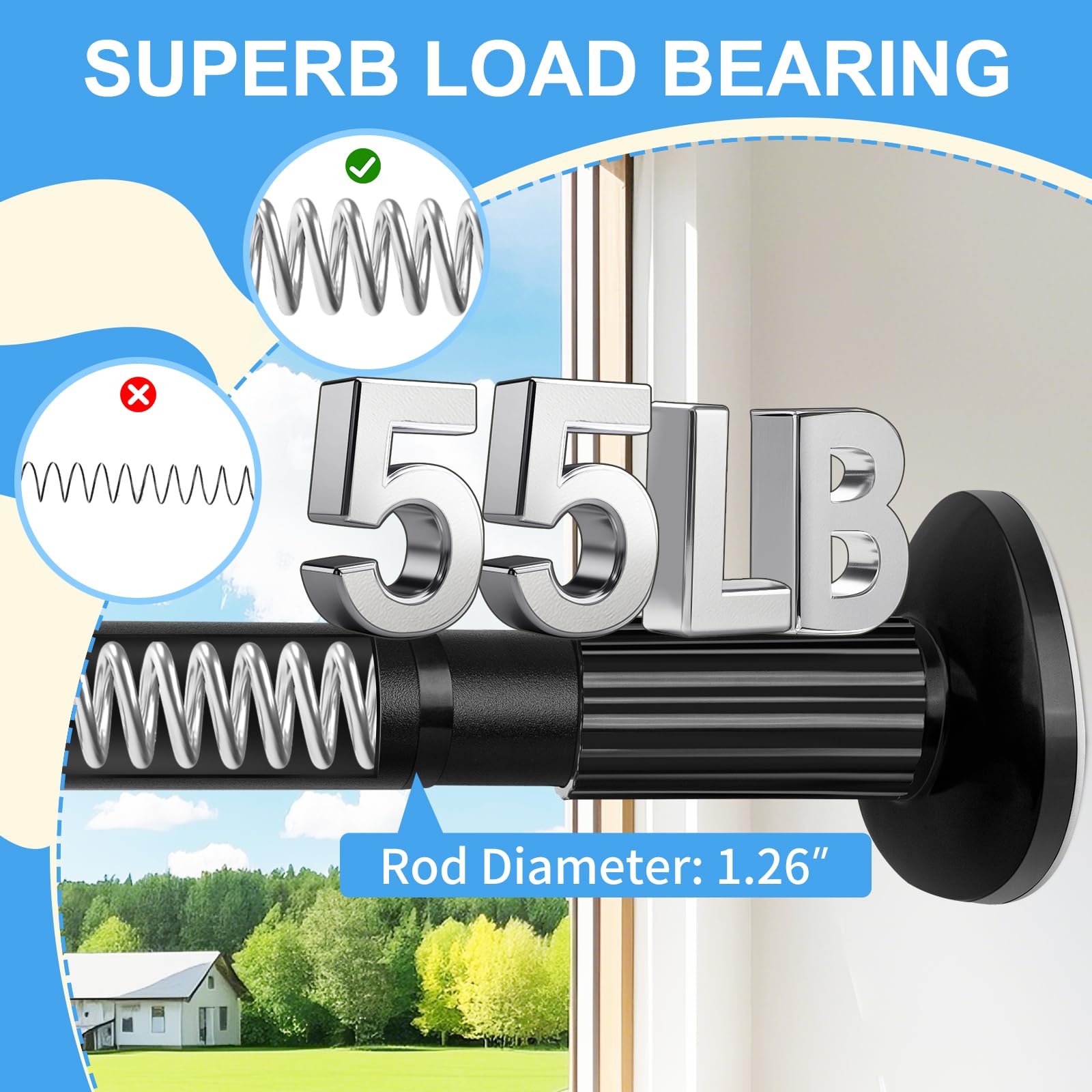 Treije tension rod no-drill installation preserves walls for renters.