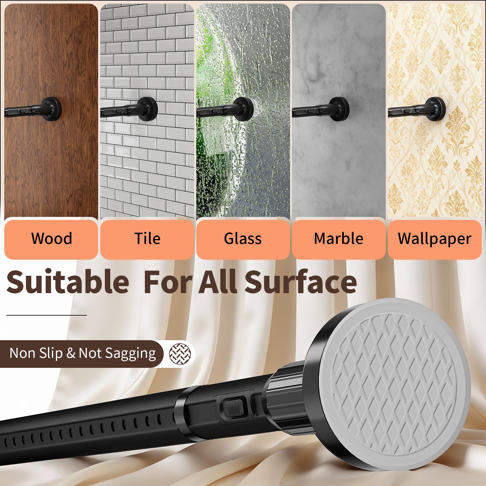 Treije tension rod withstands salt spray for outdoor durability.