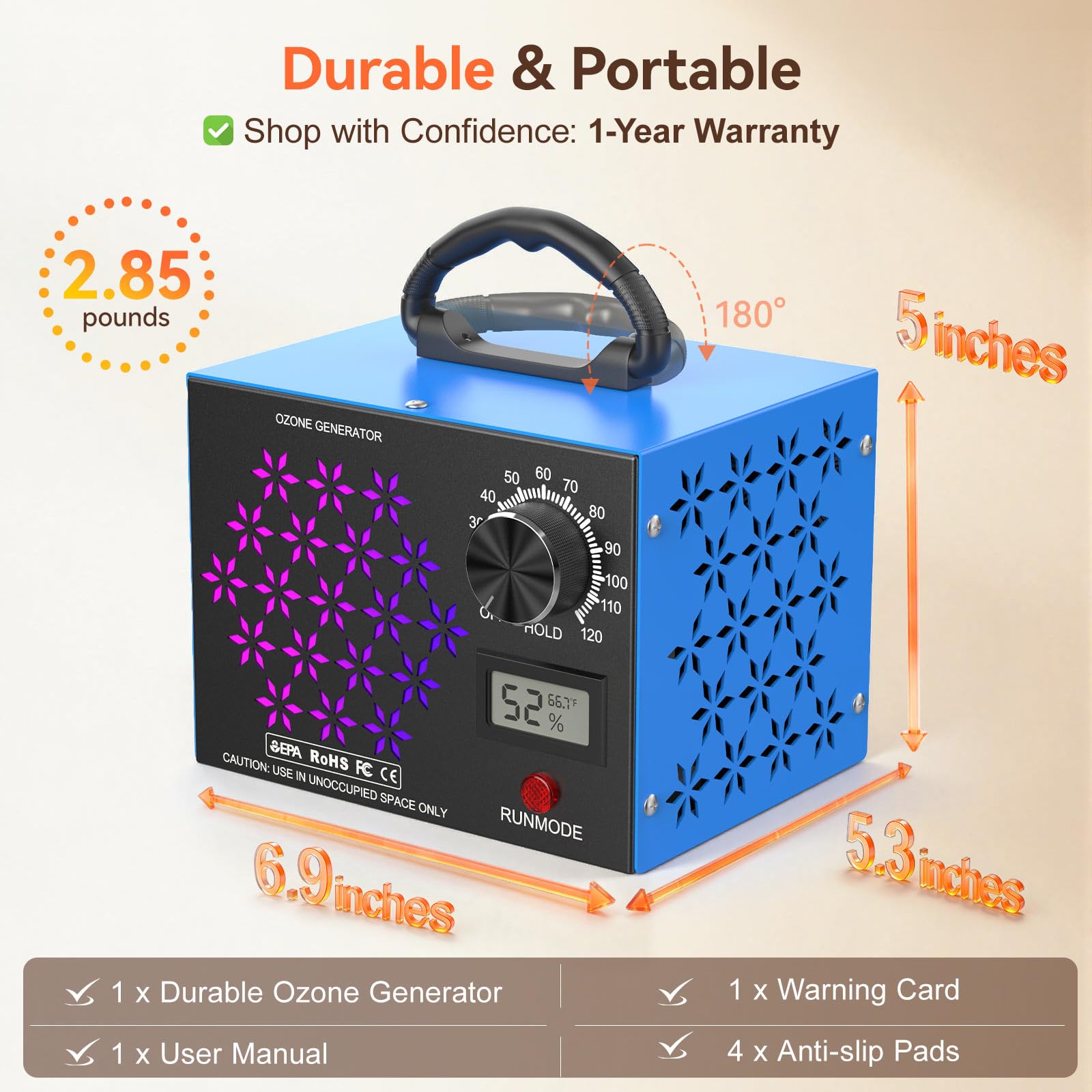 Trekkinglamb ozone generator blue housing complements modern interiors.
