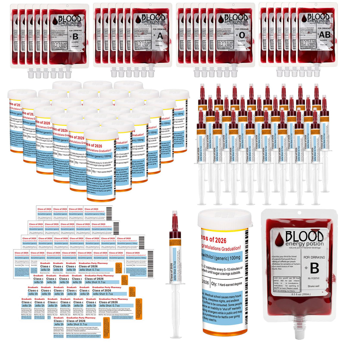 TrelaCo nurse syringes 20ml for themed party treats
