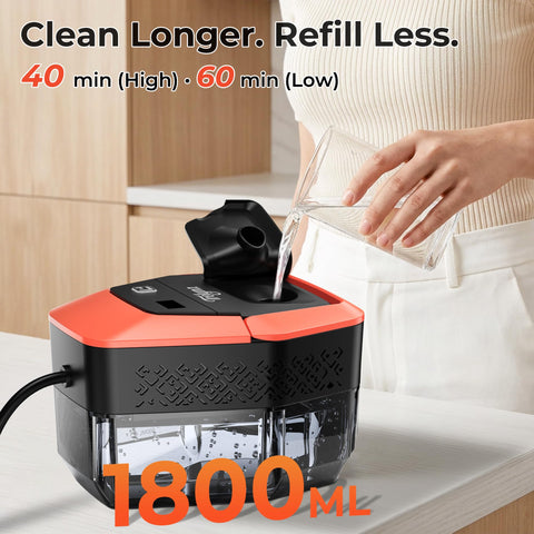 Trelyna Steam Cleaner long cord and hose providing wide cleaning radius.