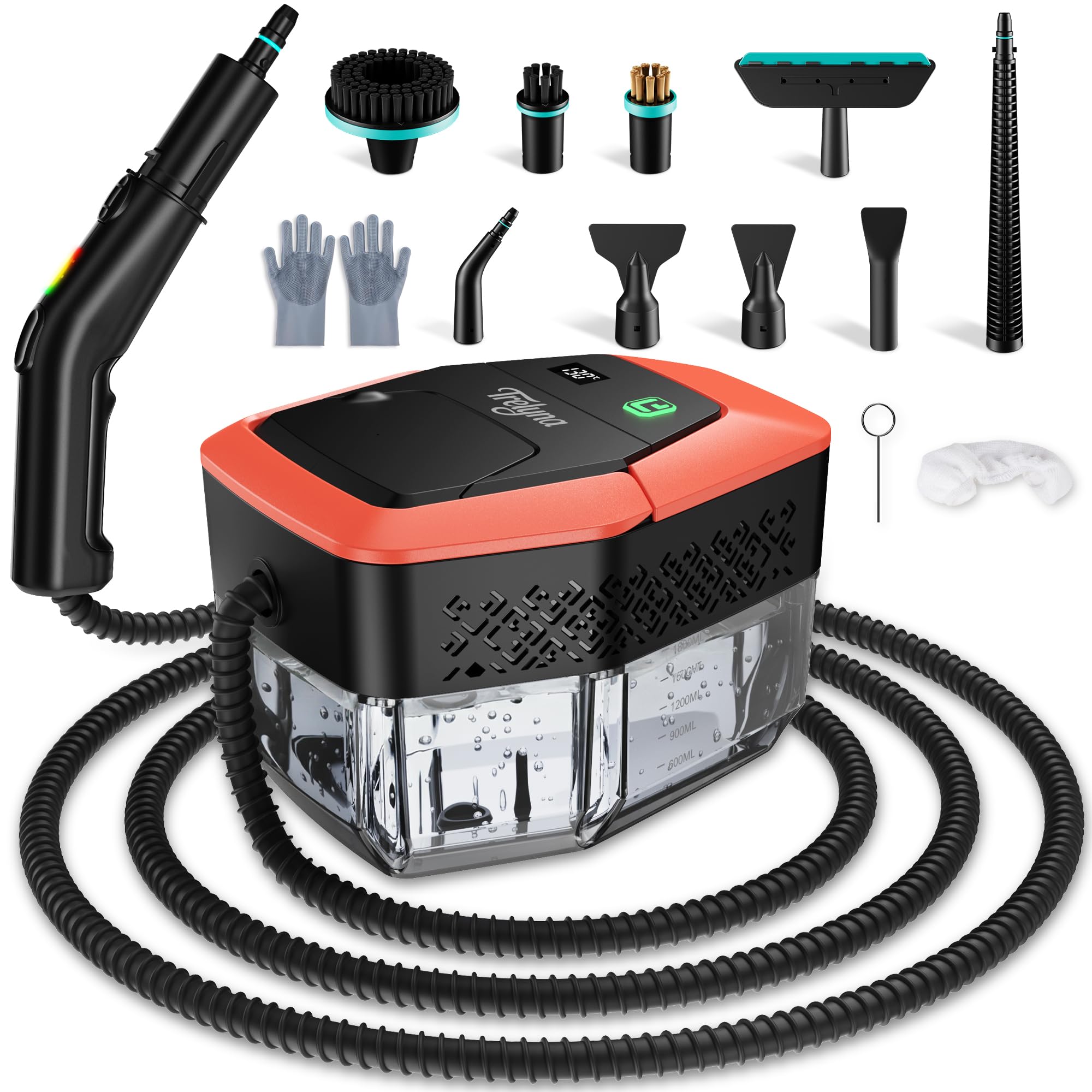 Trelyna Steam Cleaner front view highlighting compact design for quick, versatile home cleaning.