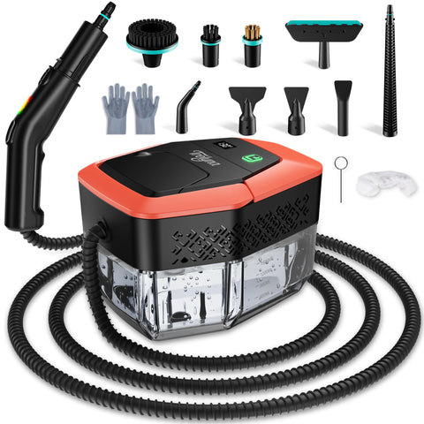 Trelyna Steam Cleaner front view highlighting compact design for quick, versatile home cleaning.