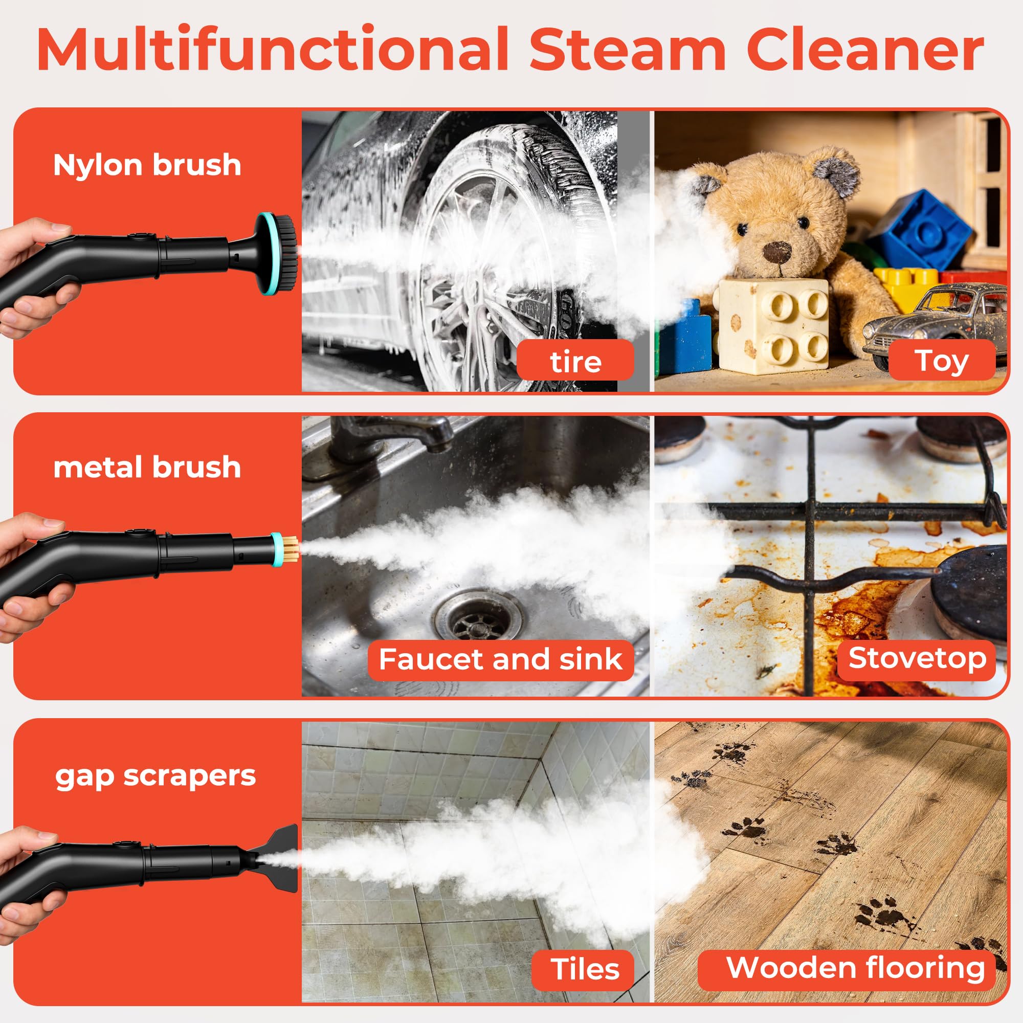 Trelyna Steam Cleaner heat-resistant gloves included for safe handling.