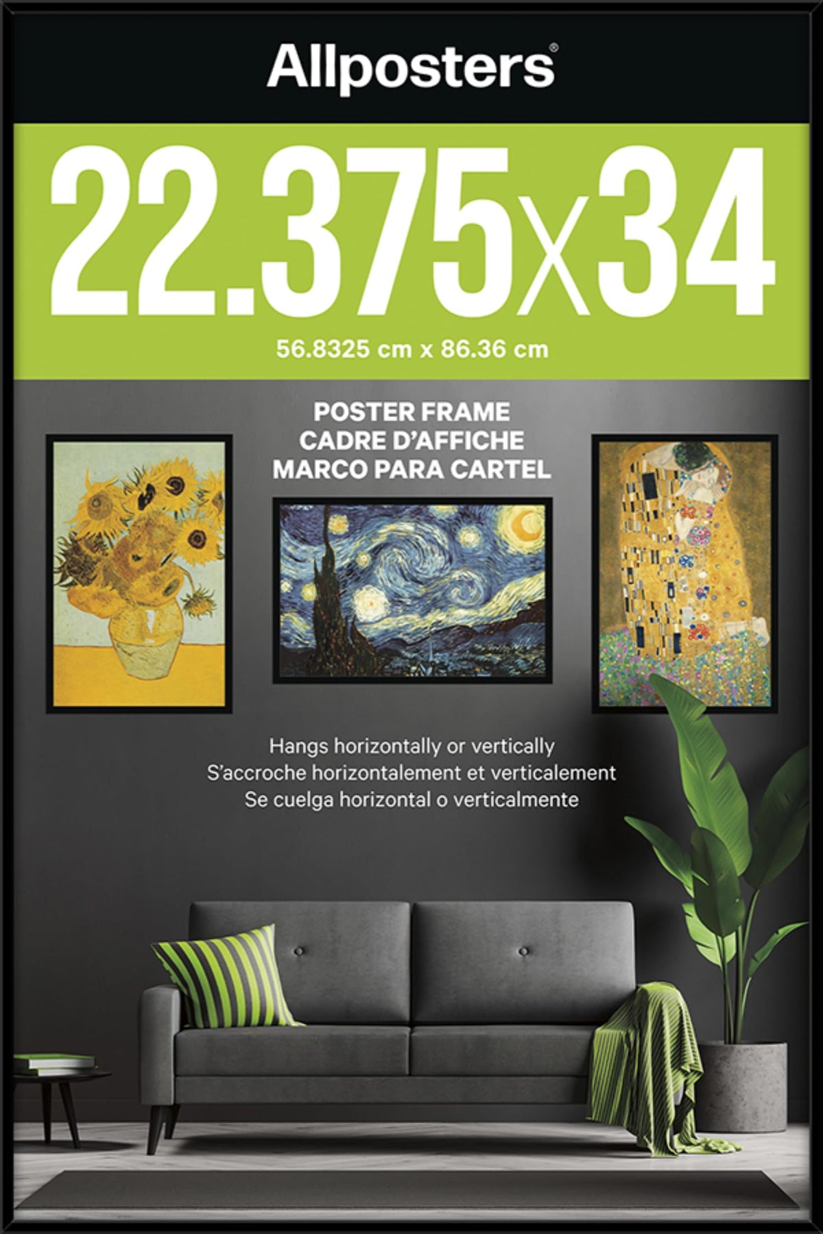 Trends International Allposters frame front view in black for a clean gallery display.