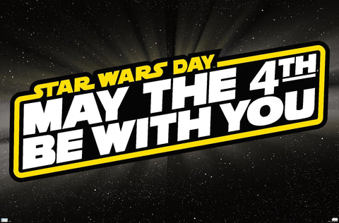 Trends International Star Wars May the 4th logo wall poster with vibrant colors for bold room decor.