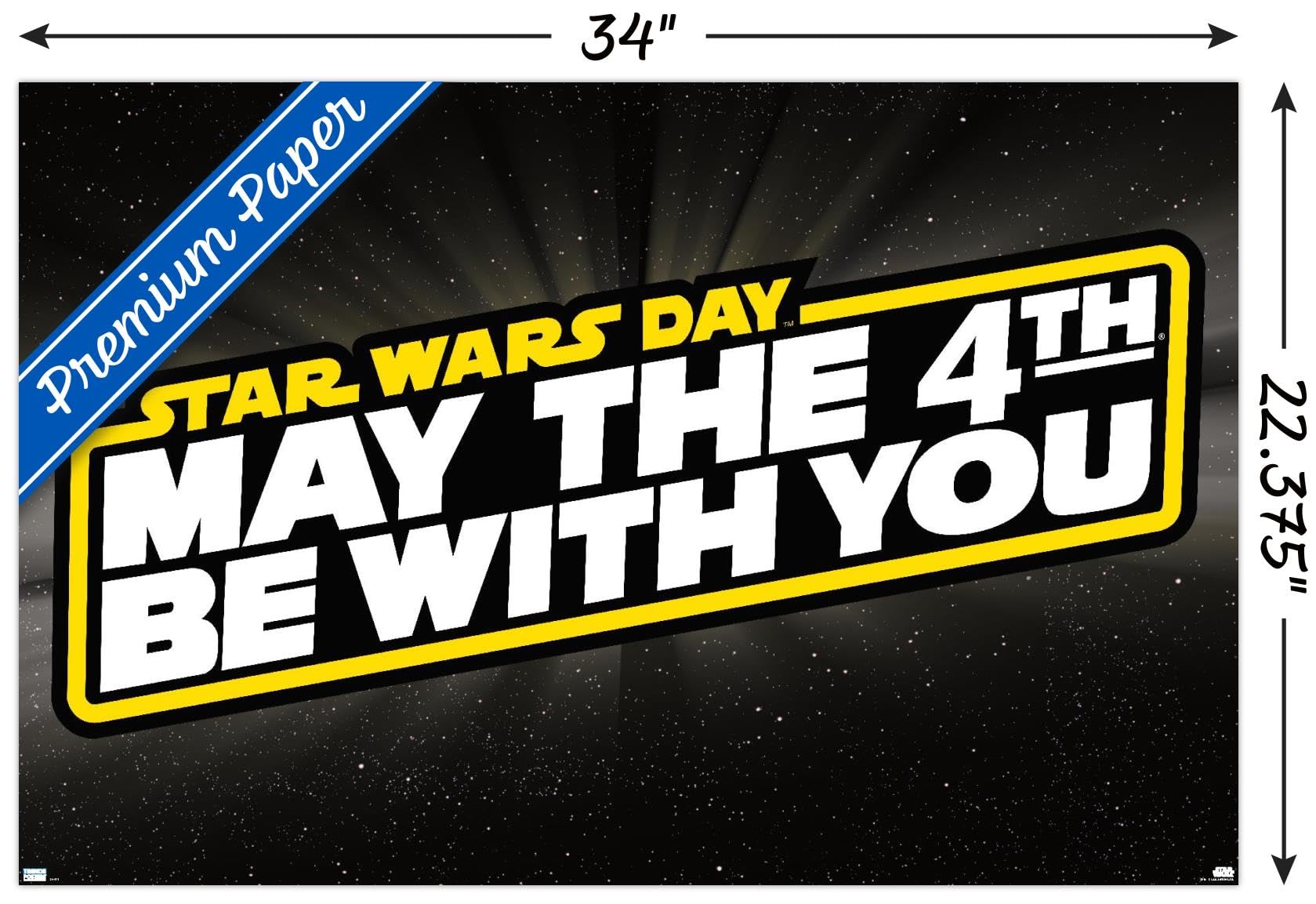 Trends International Star Wars May the 4th logo wall poster ready to hang with adhesive mounts.