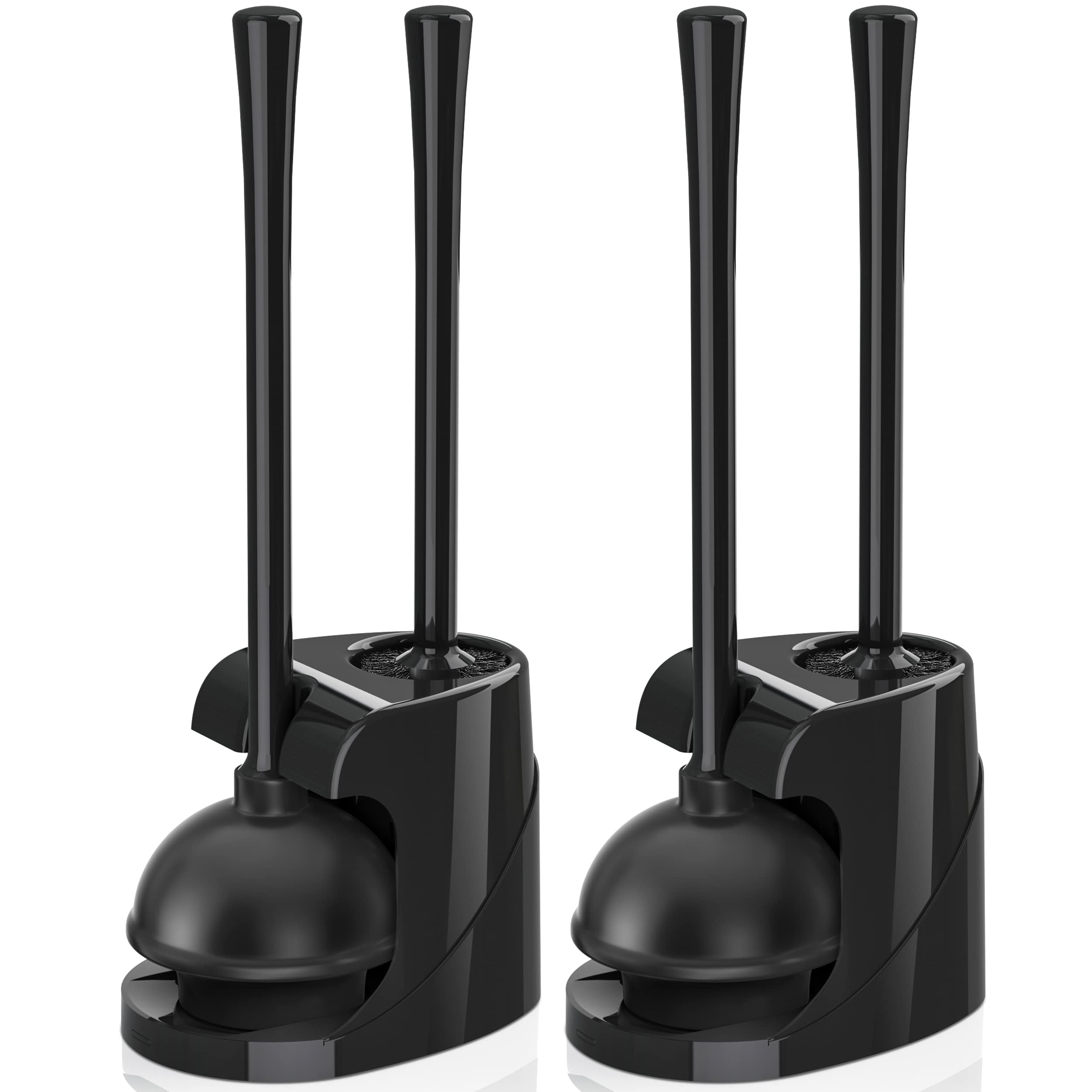TRENTI toilet plunger and bowl brush set with ventilated holder in a modern bathroom