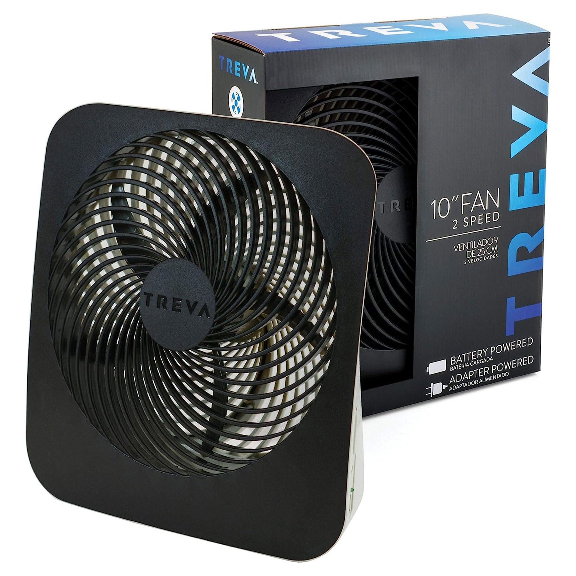 Treva 10-inch fan back view with accessible power options.