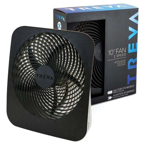 Treva 10-inch fan back view with accessible power options.