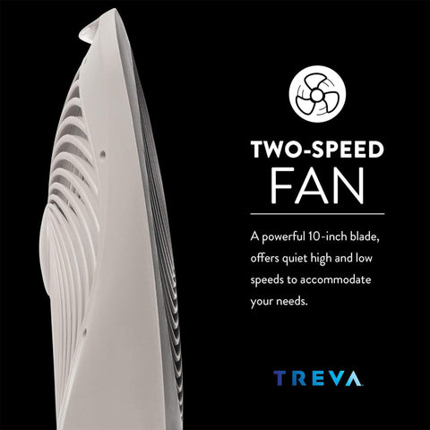 Treva 10-inch fan battery compartment for battery-powered operation.