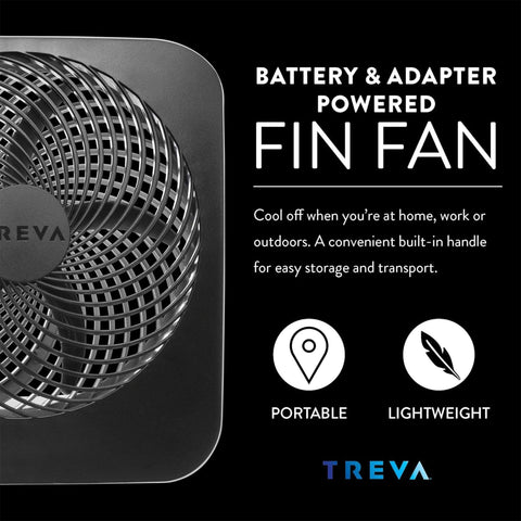 Treva 10-inch fan durable plastic construction for long-lasting use.