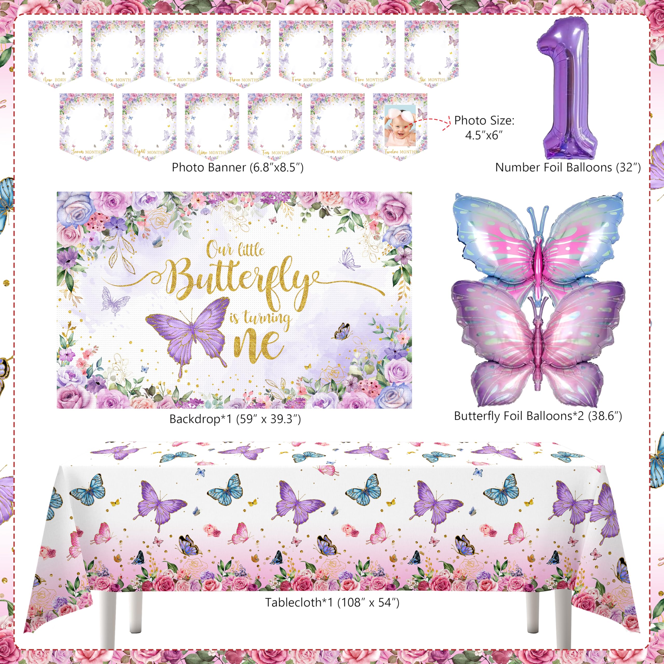 TREWAVE butterfly backdrop creates a vivid photo backdrop for memories.
