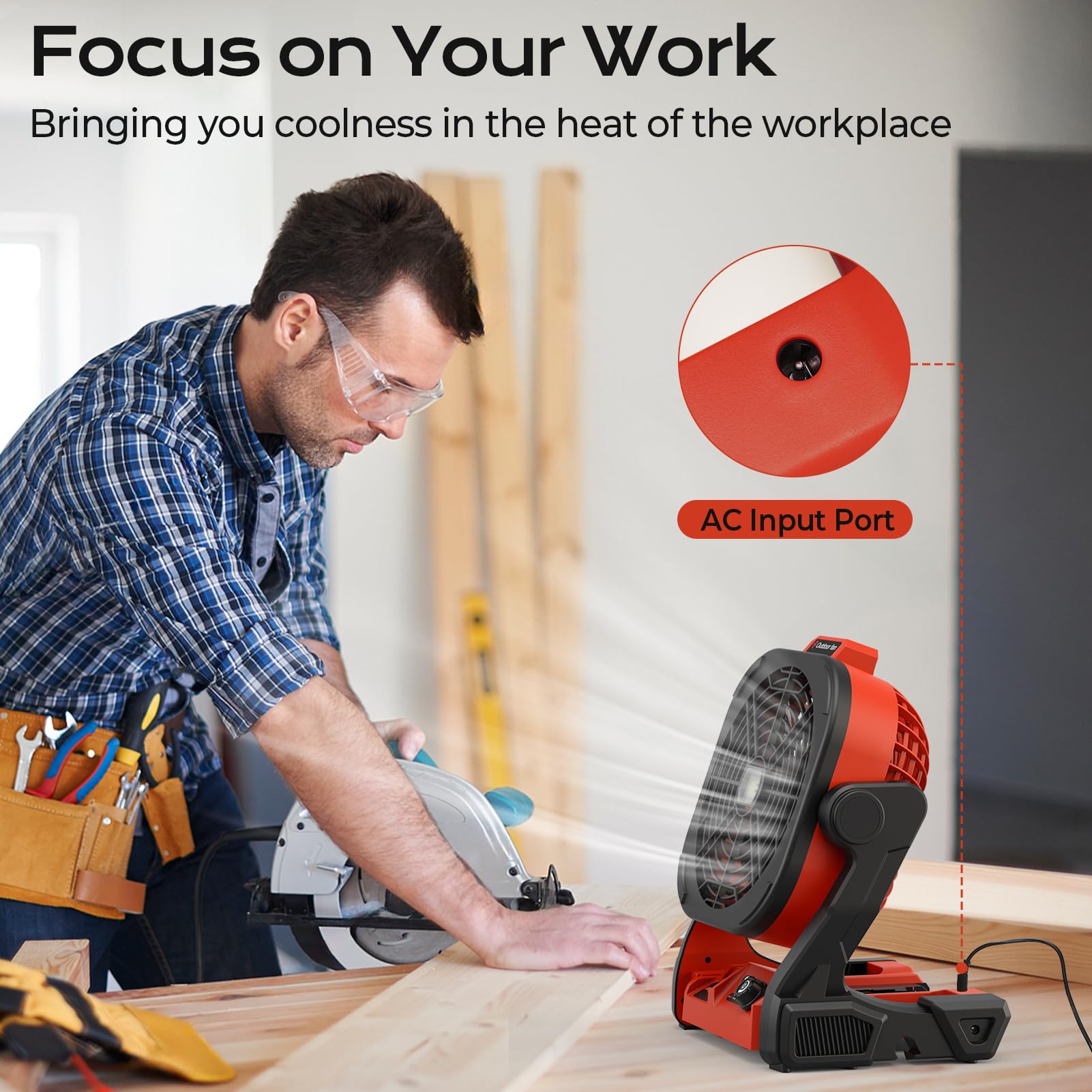 TREXEEN LED lights illuminate work areas for enhanced visibility during tasks.