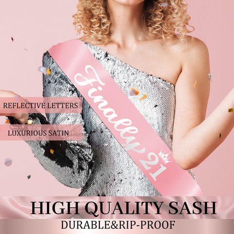 Trgowaul pink glitter sash for a chic 21st celebration